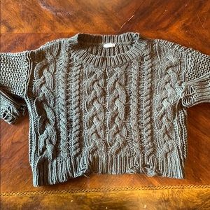 Olive Green Knit Cropped Sweater